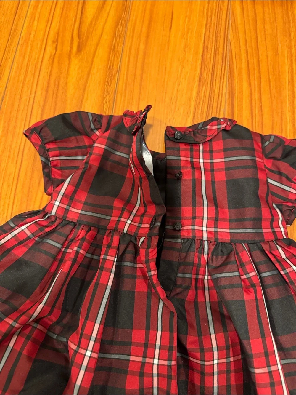 Ralph Lauren Red and Black Plaid Ruffle Hem Formal Dress